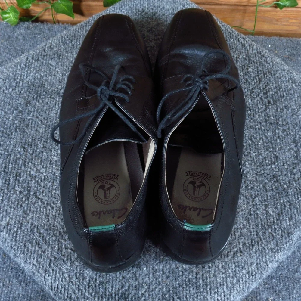 Clarks Tilden Walk Mens‎ Derby Dress Shoes Size 10 Professional Black Leather